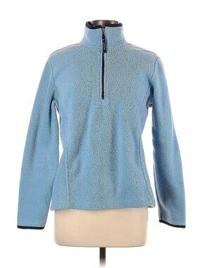 Old Navy 1/4 Zip Fleece Women's Large - Cornflower Blue with Dark Blue Collar